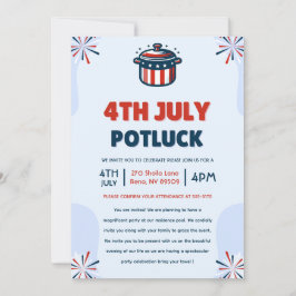 Convites Festa de Potluck em 4 de julho