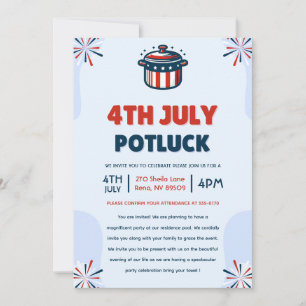 Convites Festa de Potluck em 4 de julho