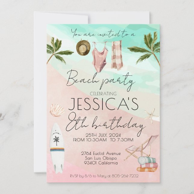 Convites Festa de Praia Aniversário Primeiro Menino de Aniv (Frente)