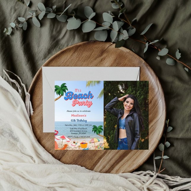 Convites Festa de praia, aniversário tropical (Criador carregado)