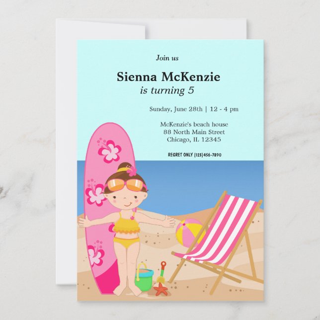 Convites Festa de Praia (Rapariga) (Frente)