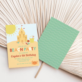 Convites Festa de Praia, Verão, castelo de areia, retro Ani