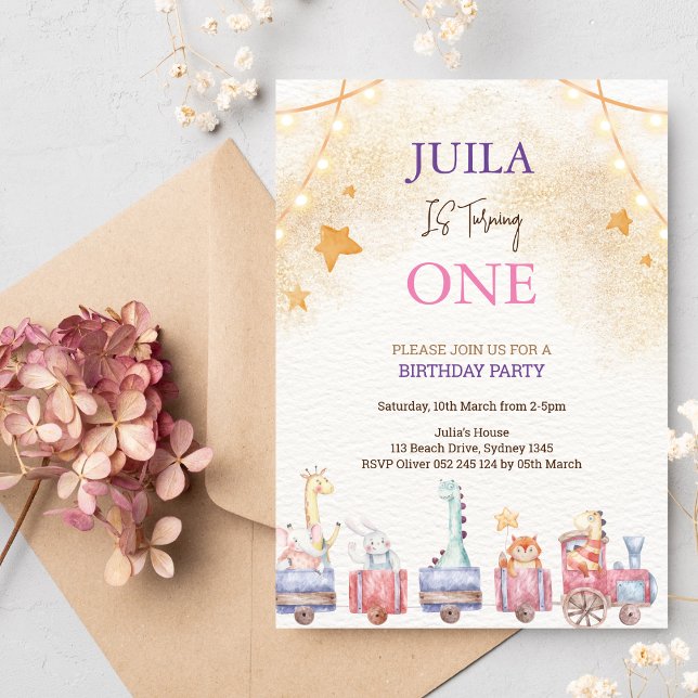 Convites festa de primeiro aniversario animal fofo (Criador carregado)