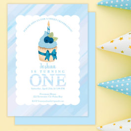 Convites Festa de primeiro aniversario Azul de Celebração D