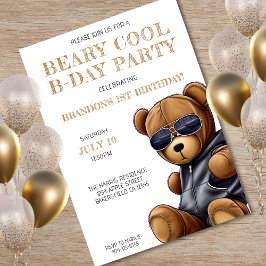 Convites Festa de primeiro aniversario Beary Legal Teddy Be