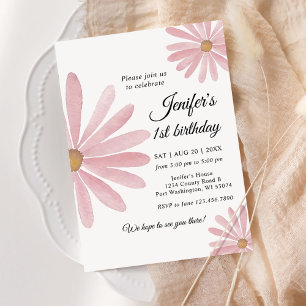 Convites Festa de primeiro aniversario da Garota Daisy Bohm