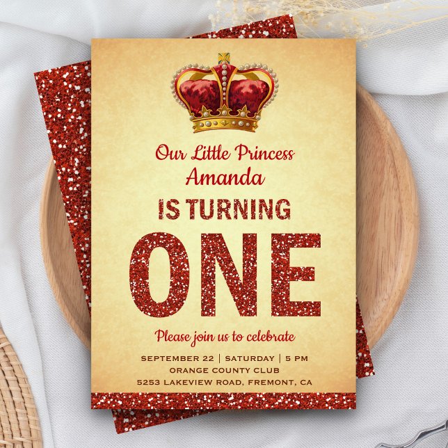 Convites Festa de Primeiro Aniversário da Princesa Real Bri (Criador carregado)