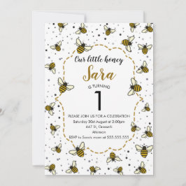 Convites Festa de primeiro aniversario de Abelhas de Mel