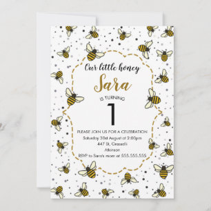 Convites Festa de primeiro aniversario de Abelhas de Mel