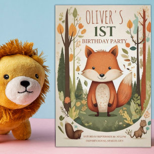 Convites Festa de primeiro aniversario de Animais da Flores