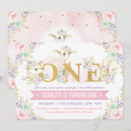 Convites Festa de primeiro aniversario de Animais da Flores