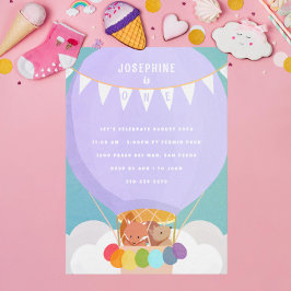 Convites Festa de primeiro aniversario de Balão de Ar Quent