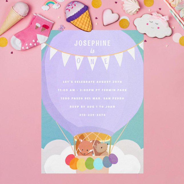 Convites Festa de primeiro aniversario de Balão de Ar Quent (Criador carregado)