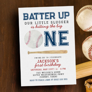 Convites Festa de primeiro aniversario de Baseball em Bater