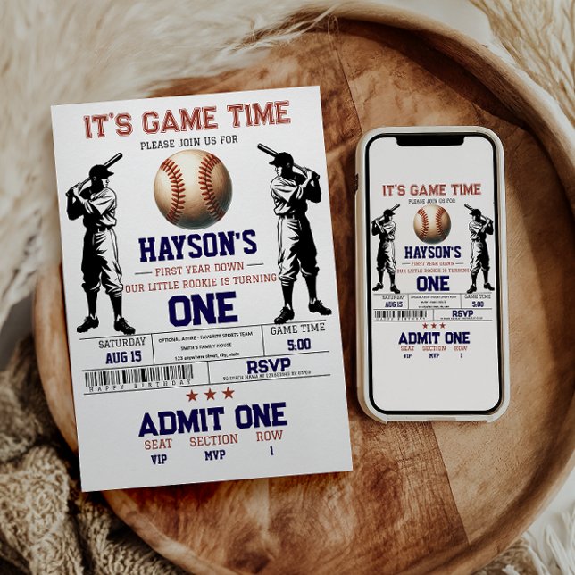 Convites Festa De primeiro aniversario De Baseball No Prime (Criador carregado)