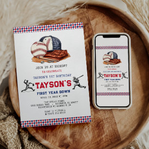 Convites Festa De primeiro aniversario De Baseball No Prime