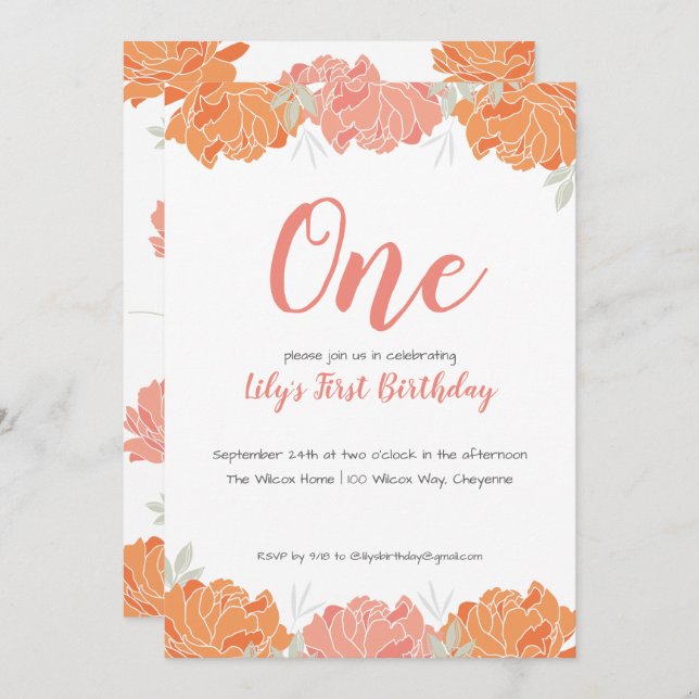 Convites Festa de primeiro aniversario de Bebê de Pastel Cu (Frente/Verso)