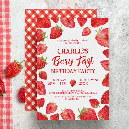 Convites Festa de primeiro aniversario de Berry First Straw