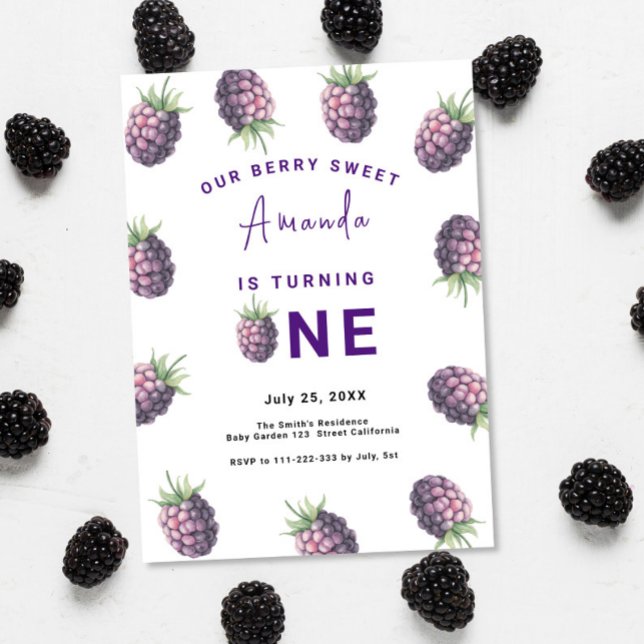 Convites Festa de primeiro aniversario de Blackberry | Berr (Criador carregado)