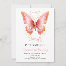 Festa de primeiro aniversario de borboleta rosa-br