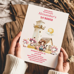 Convites Festa de primeiro aniversario de Cowgirl Ocidental