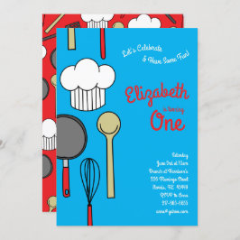 Convites Festa de primeiro aniversario de Cozinhar de Chef