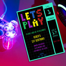 Convites Festa de primeiro aniversario de Crianças de Jogo 