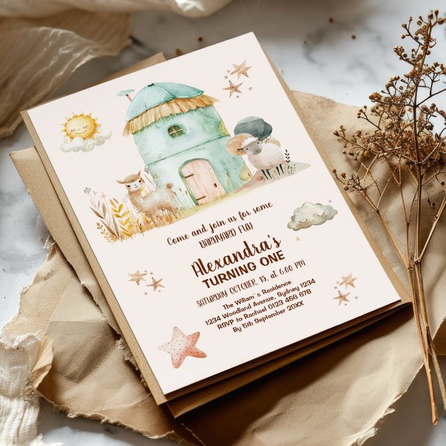 Convites Festa de primeiro aniversario de fazendas para Cri (Criador carregado)