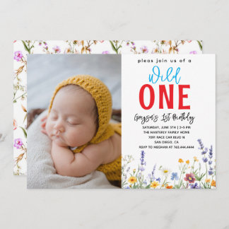 Convites Festa de primeiro aniversario de Flores Selvagens