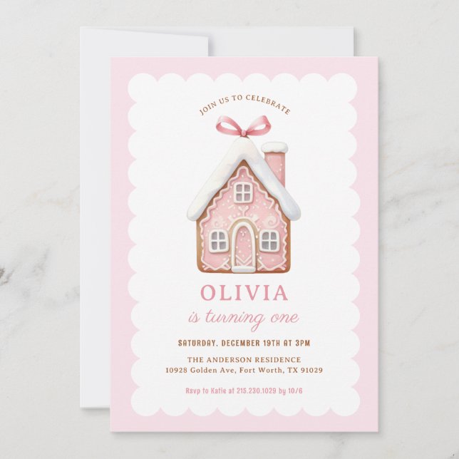 Convites Festa de primeiro aniversario de Garota do Gingerp (Frente)