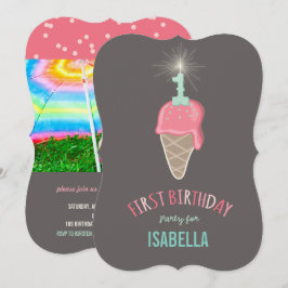 Convites Festa de primeiro aniversario de Garota Vendedor d