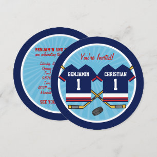 Convites Festa de primeiro aniversario de Jersey dos Gêmeo