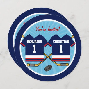 Convites Festa de primeiro aniversario de Jersey dos Gêmeos