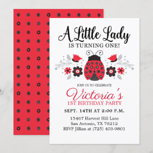 Convites Festa de primeiro aniversario de Lady Ladybug