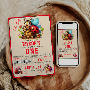 Convites Festa de primeiro aniversario de Ladybug