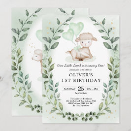 Convites Festa de primeiro aniversario de Lâmpada Verde