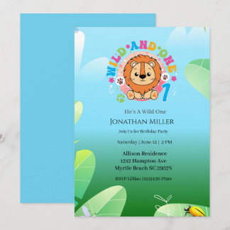 Convites Festa de primeiro aniversario de Leão Selvagem