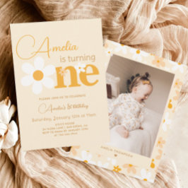 Convites Festa de primeiro aniversario de margarida amarela