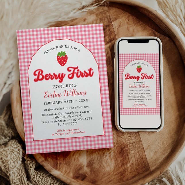 Convites Festa de primeiro aniversario de Morango Berry Swe (Criador carregado)
