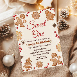 Convites Festa de primeiro aniversario de Natal Doce