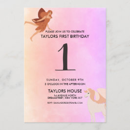 Convites Festa de primeiro aniversario de Pegasus Unicorn