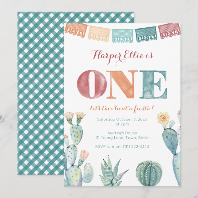 Convites Festa de primeiro aniversario de queda de moça mex (Frente/Verso)