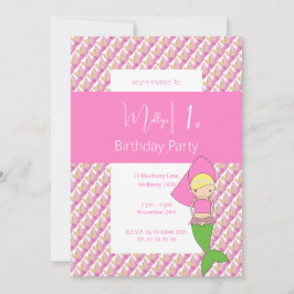 Convites Festa de primeiro aniversario de Sereia, Princesa 