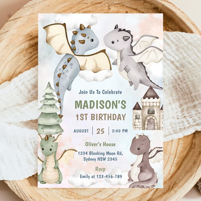 Convites Festa de primeiro aniversario do Rapaz do Dragão B (Criador carregado)