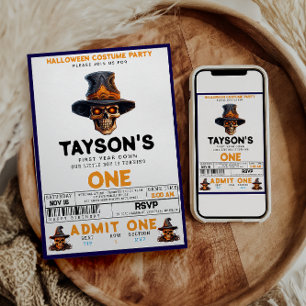 Convites Festa de primeiro aniversario do Skull Halloween