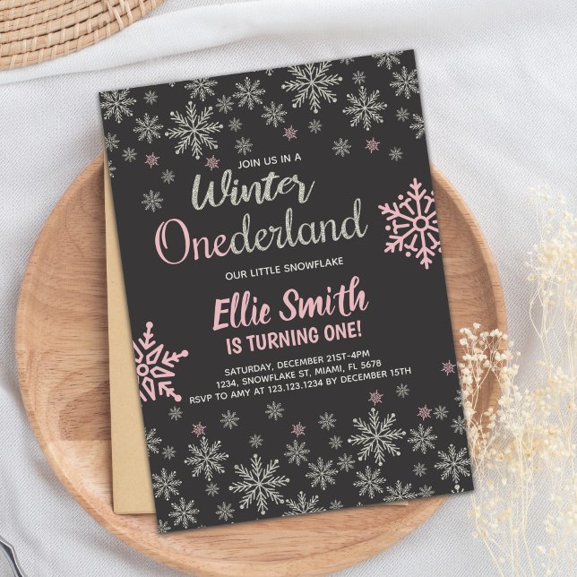 Convites Festa de primeiro aniversario em Floco de Neve par (Winter Onederland Birthday Invitations)
