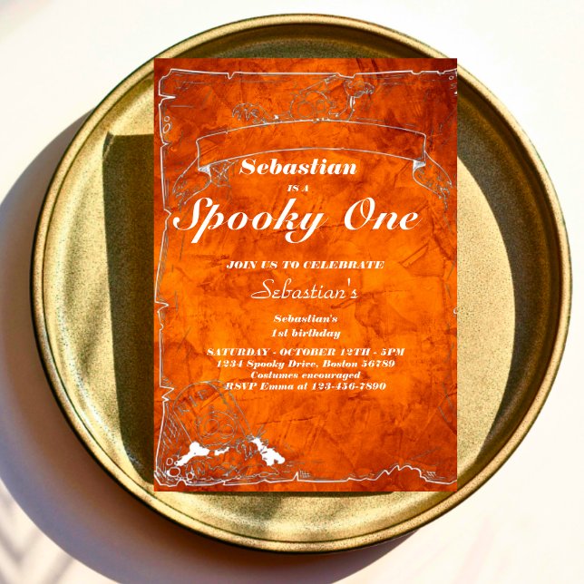 Convites Festa de primeiro aniversario Fantasma de Feliz Di (Criador carregado)