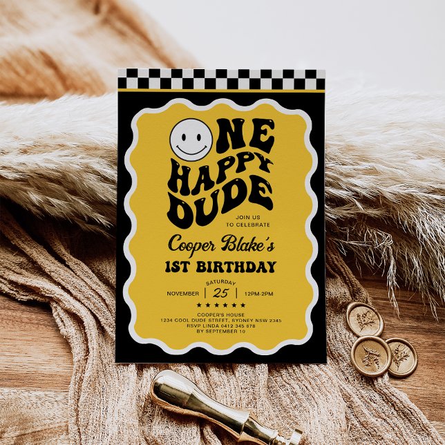 Convites Festa de primeiro aniversario Feliz de Rapaz Feliz (Criador carregado)