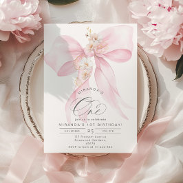 Convites Festa de primeiro aniversario Floral Arco Rosa