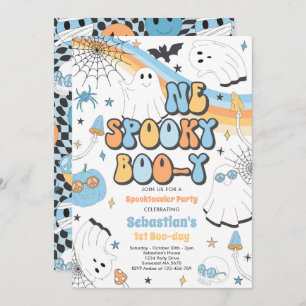 Convites Festa de primeiro aniversario Ghost Cute em Groovy